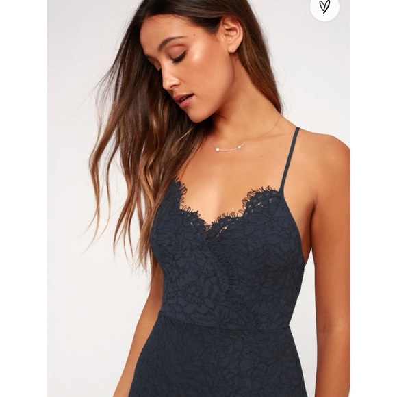 Flirting with Desire Navy Blue Lace Bodycon Dress SIZE SMALL - Picture 3 of 10